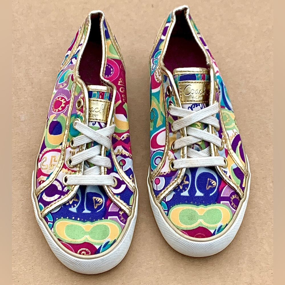 Women's 5.5 B Multi Colored Canvas COACH DEE 1941 Sneakers